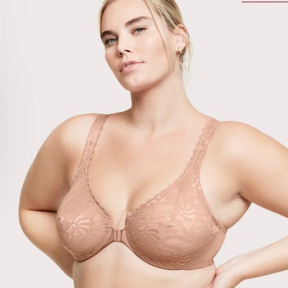 Glamorise WonderWire Front-Closure Stretch Lace Bra 38D NWOT